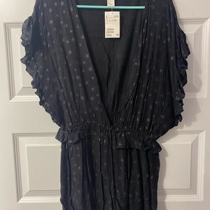 H&M beautiful comfy black romper w/ silver stars! SIZE 12 - BRAND NEW - NWT